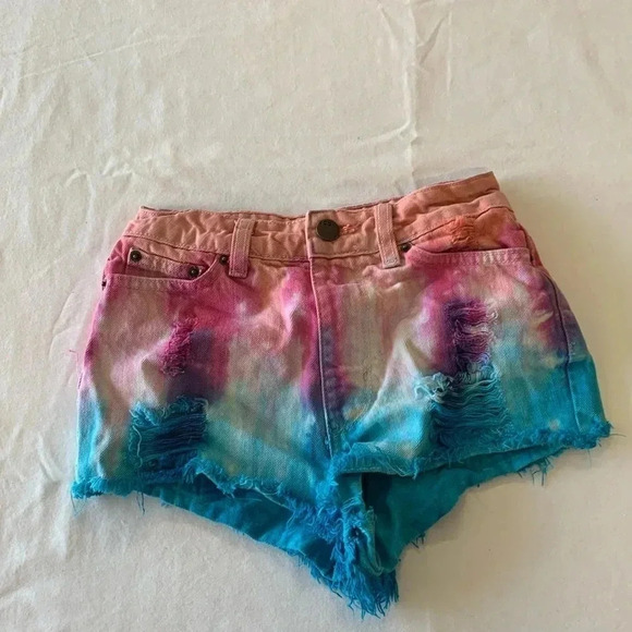 BDG Pants - BDG women’s Cheeky High Rise tie die Jean shorts size 24